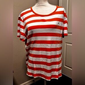 Tommy Hilfiger Short Sleeve T-shirt XXL - Apricot and white striped